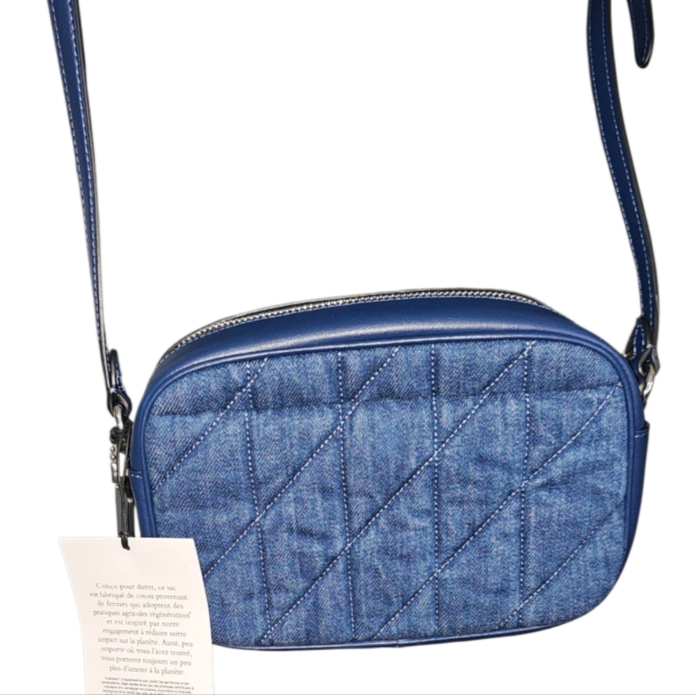 COACH Mini Jamie Navy Quilted Denim Crossbody Camera Bag - Picture 4 of 14